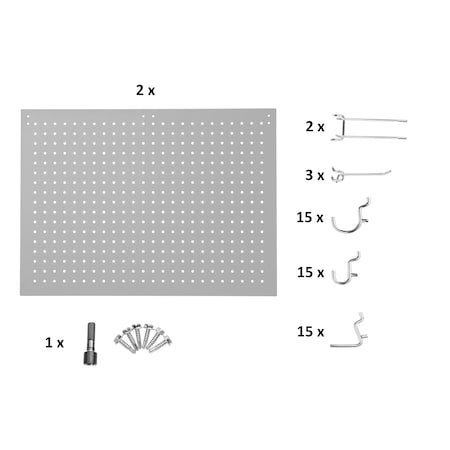 National Public Seating NPS Set of 2 Peg Boards and 50 Hooks for 30" Wide HDT8 and SLT8 Tables PEG30-8